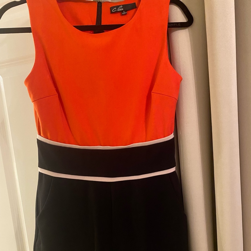 Orange and black romper